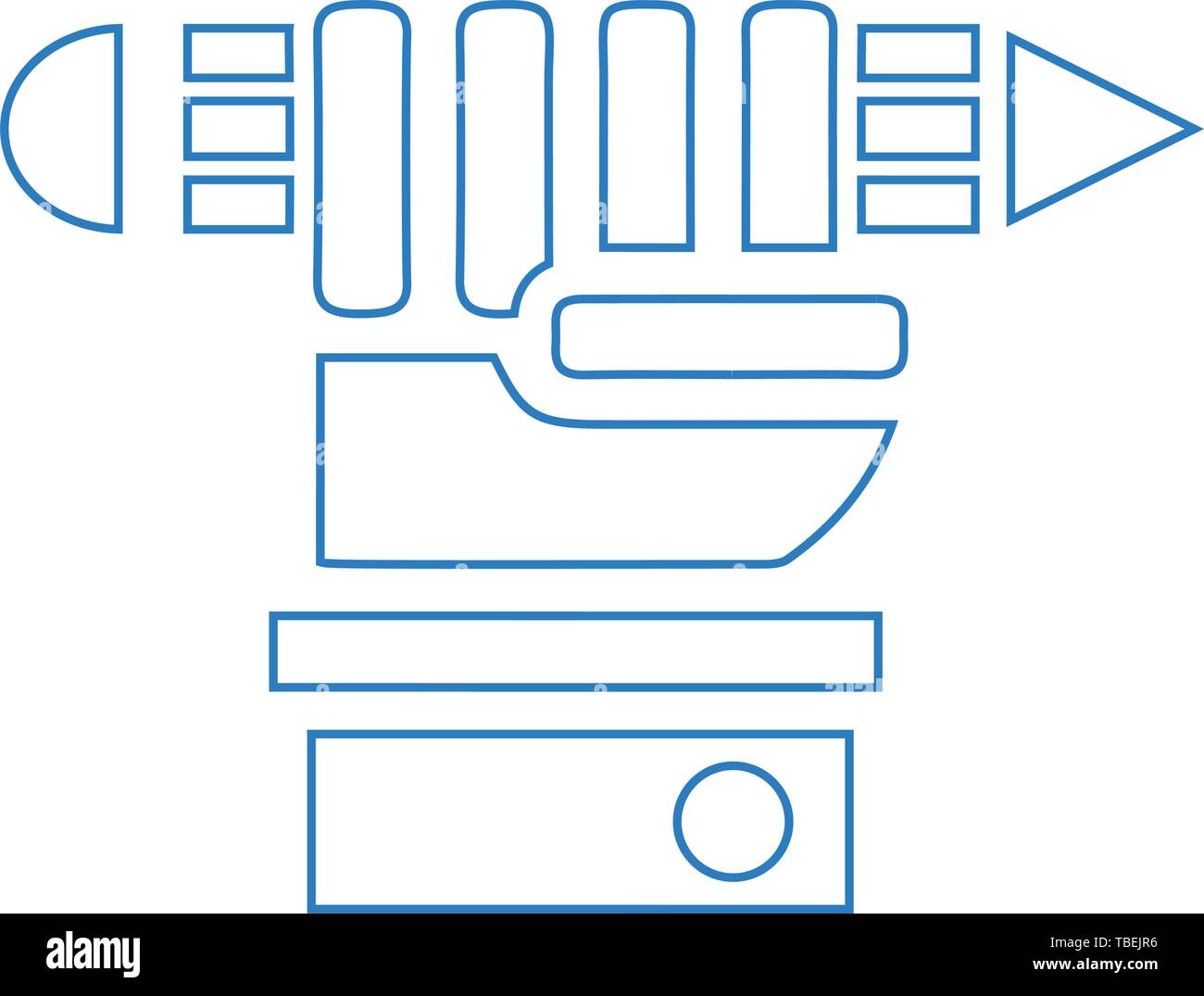 Vector illustration of a hand holding a pencil - linear vector Stock ...