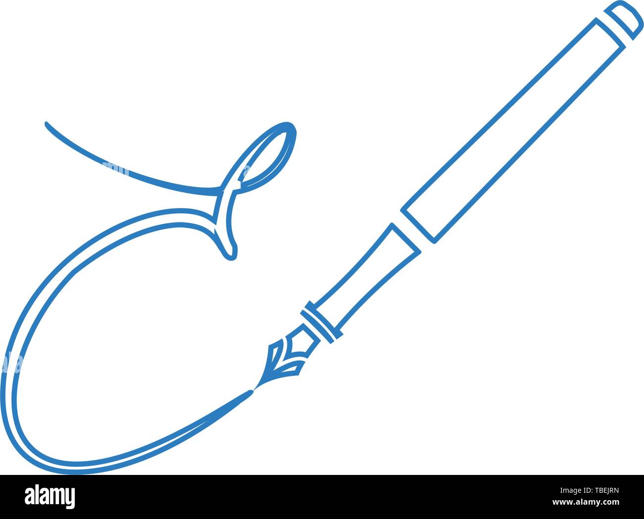 E - Pen icon, vector illustration. line style vector Stock Vector