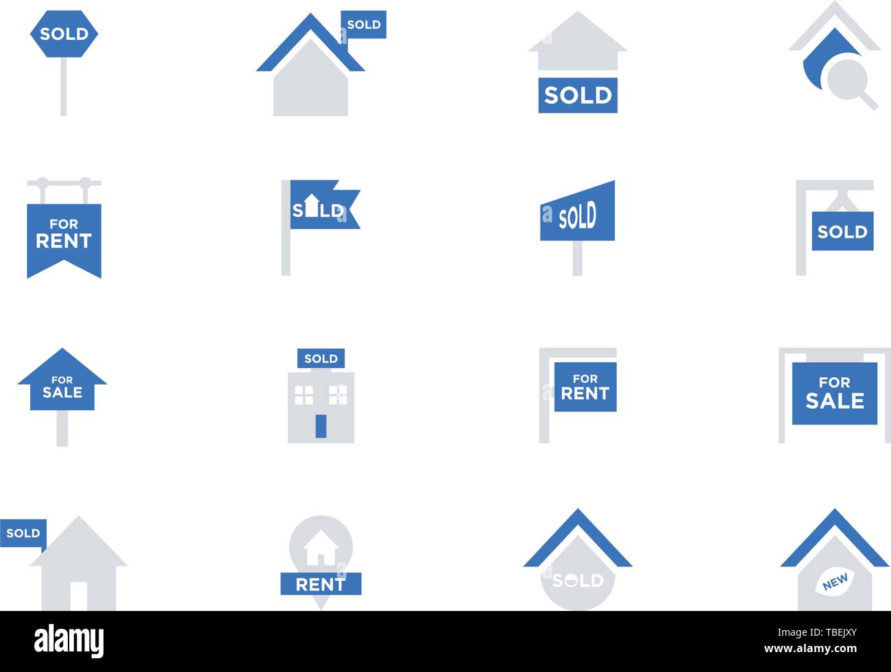 Real estate icons set - flat style vector Stock Vector