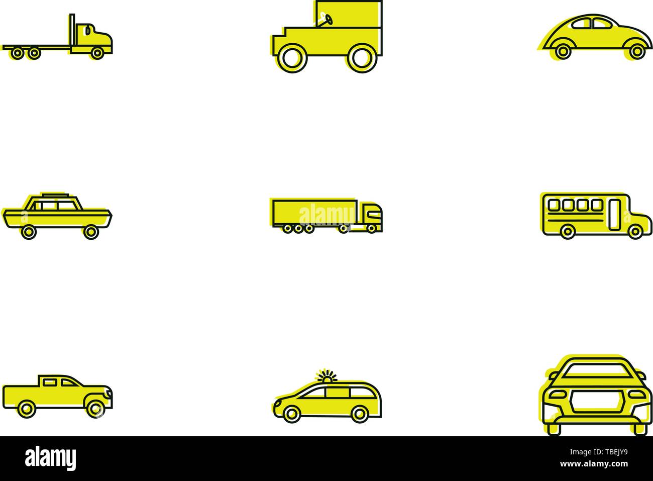 Transportation icons set linear fill - on a white background Stock Vector