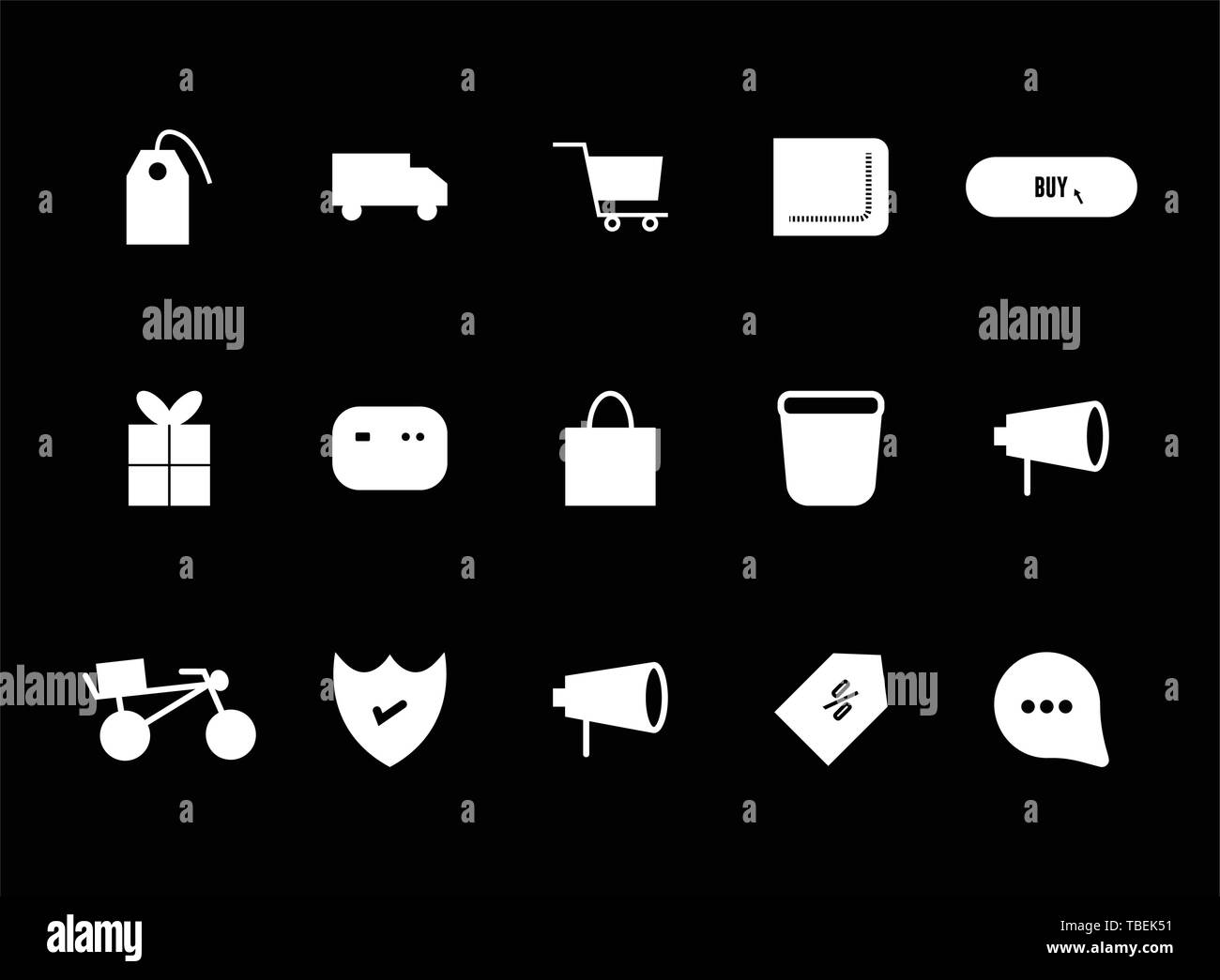 Business and e-commerce Icons white Set. E-commerce icons set vector ...