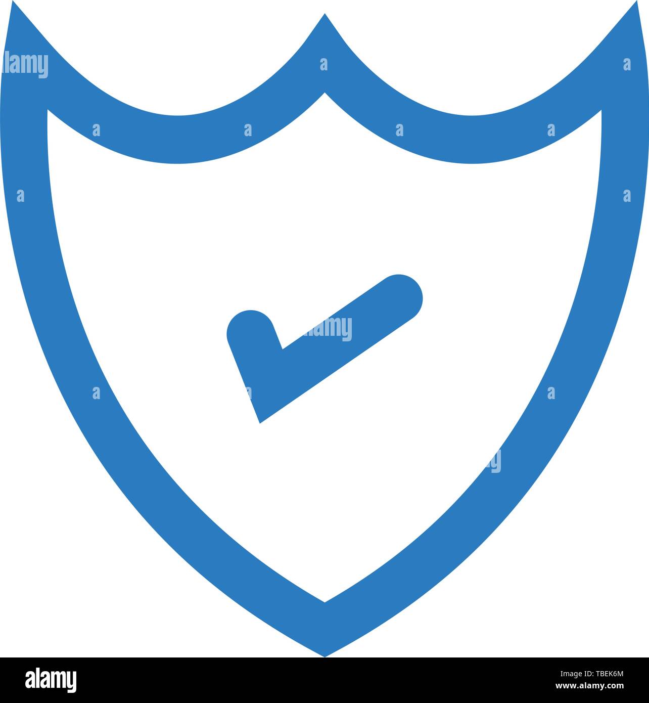 Check mark line art icon - linear icon vector - blue Stock Vector