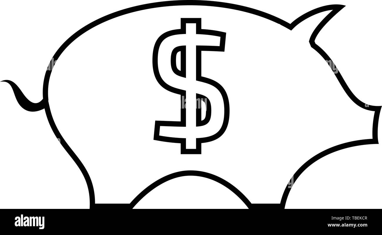 Piggy Bank line art Icon vector - black Stock Vector Image & Art - Alamy