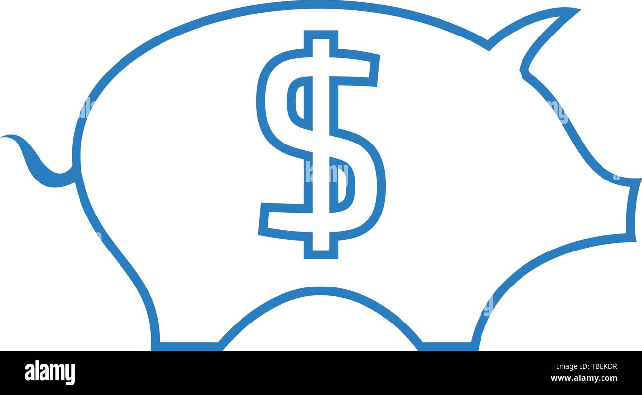 Piggy Bank line art Icon vector blue Stock Vector Image & Art Alamy
