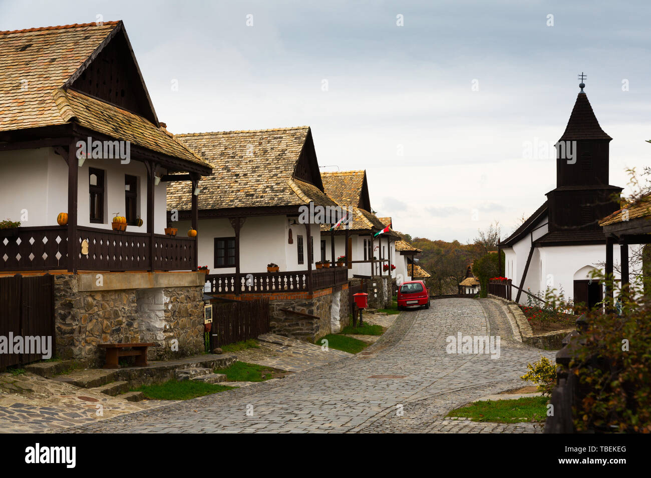 Illustration of view on the streets of traditional hungarian village
