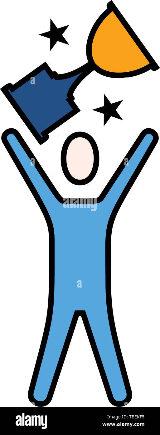 Winning man holding trophy silhouette hi-res stock photography and ...
