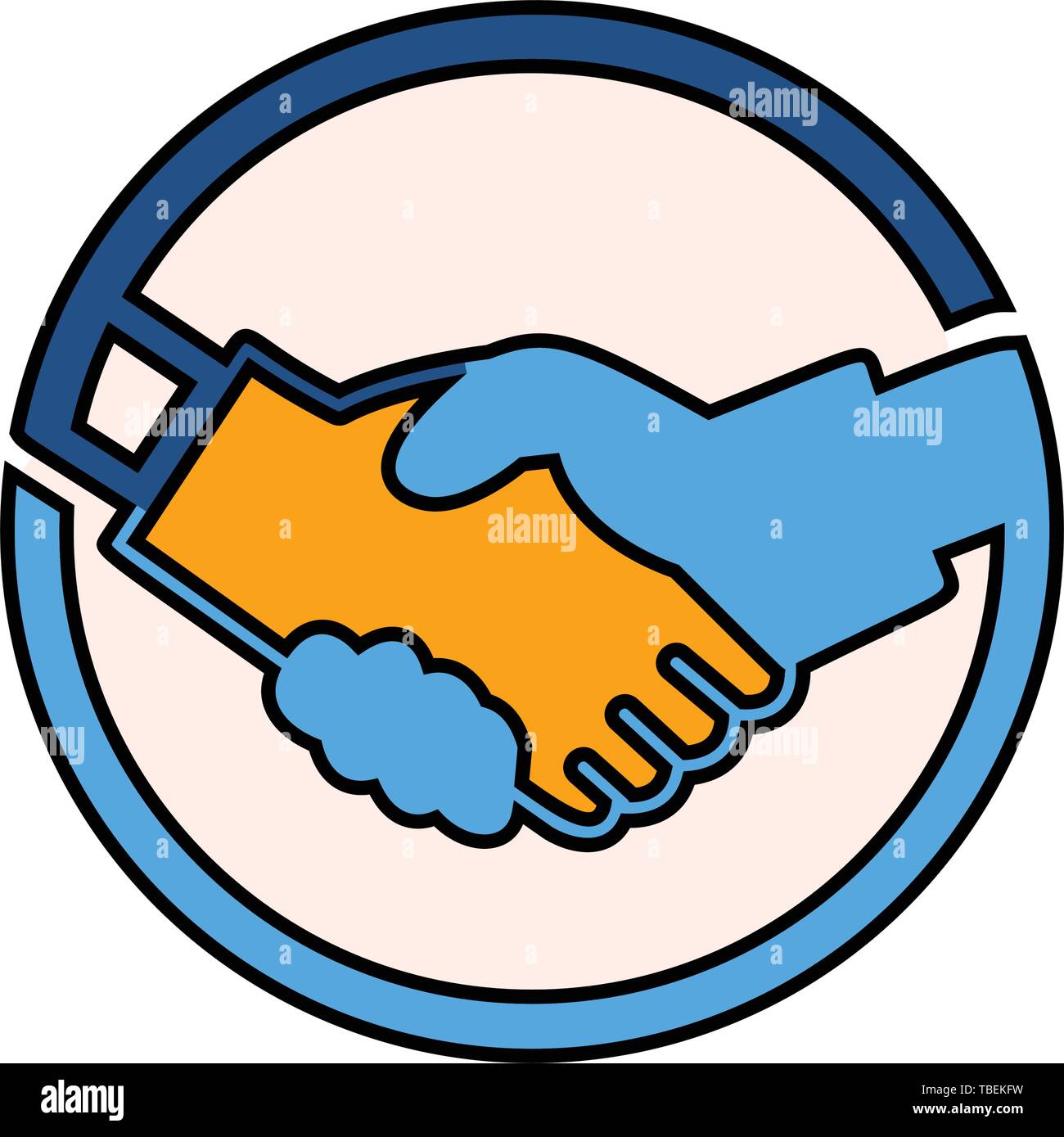 Handshake linear fill icon - vector Stock Vector