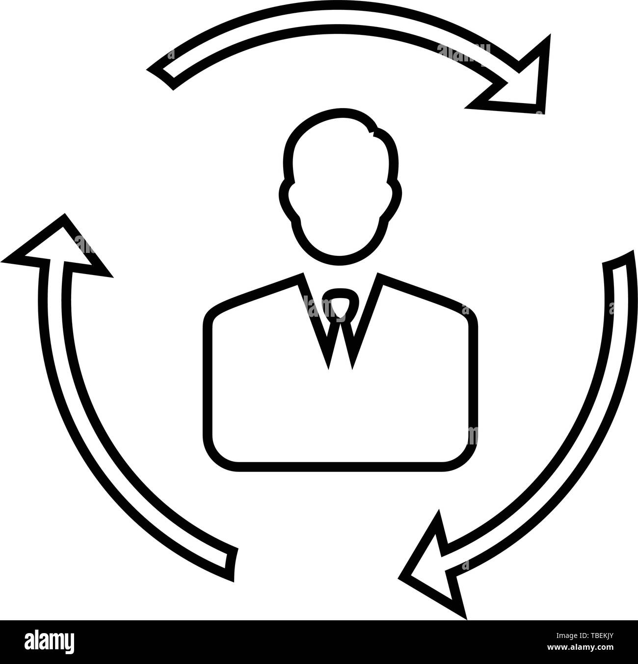 Businessman with a circle icon - Line art vector black Stock Vector ...
