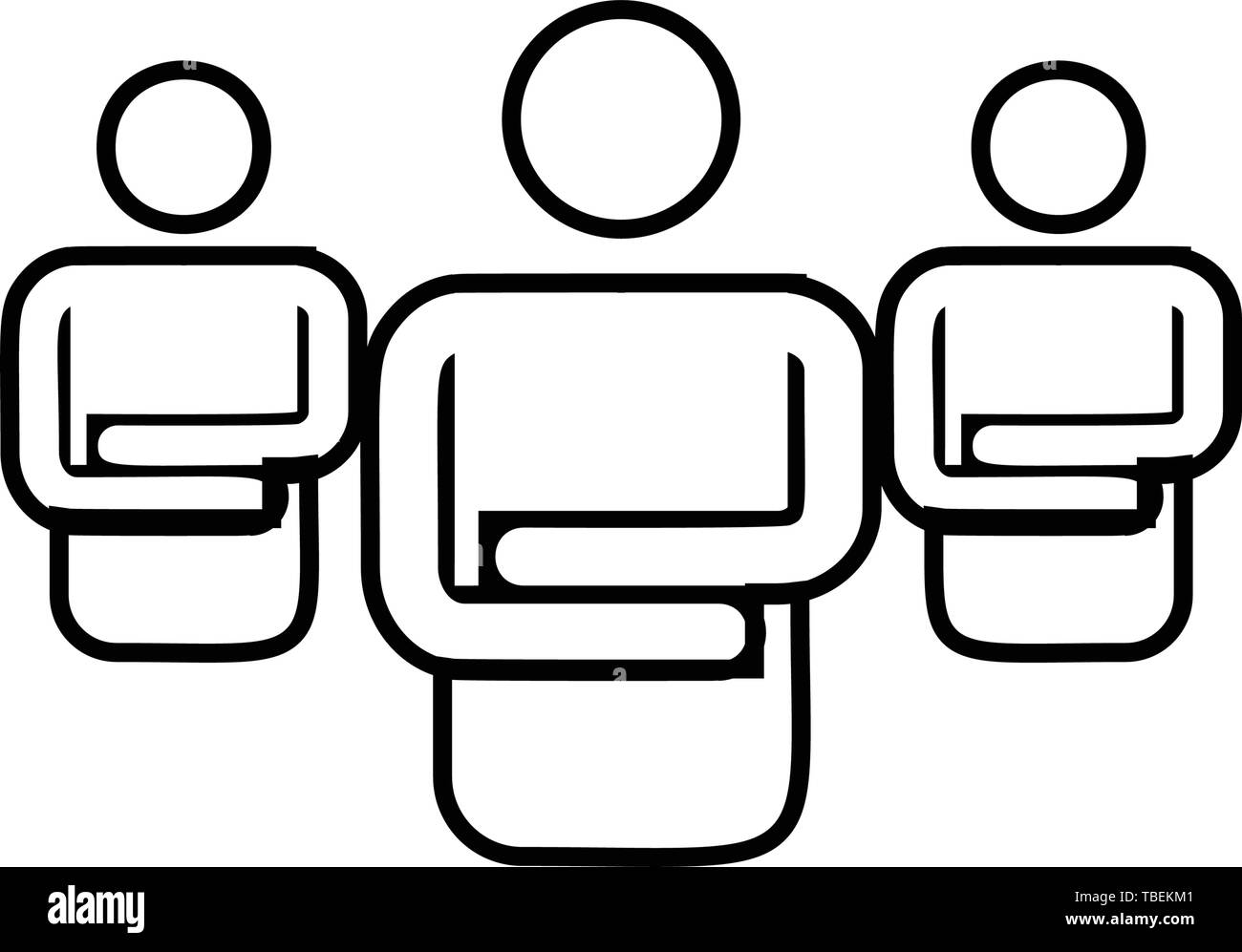 Teamwork of business people icon - line art vector black Stock Vector ...