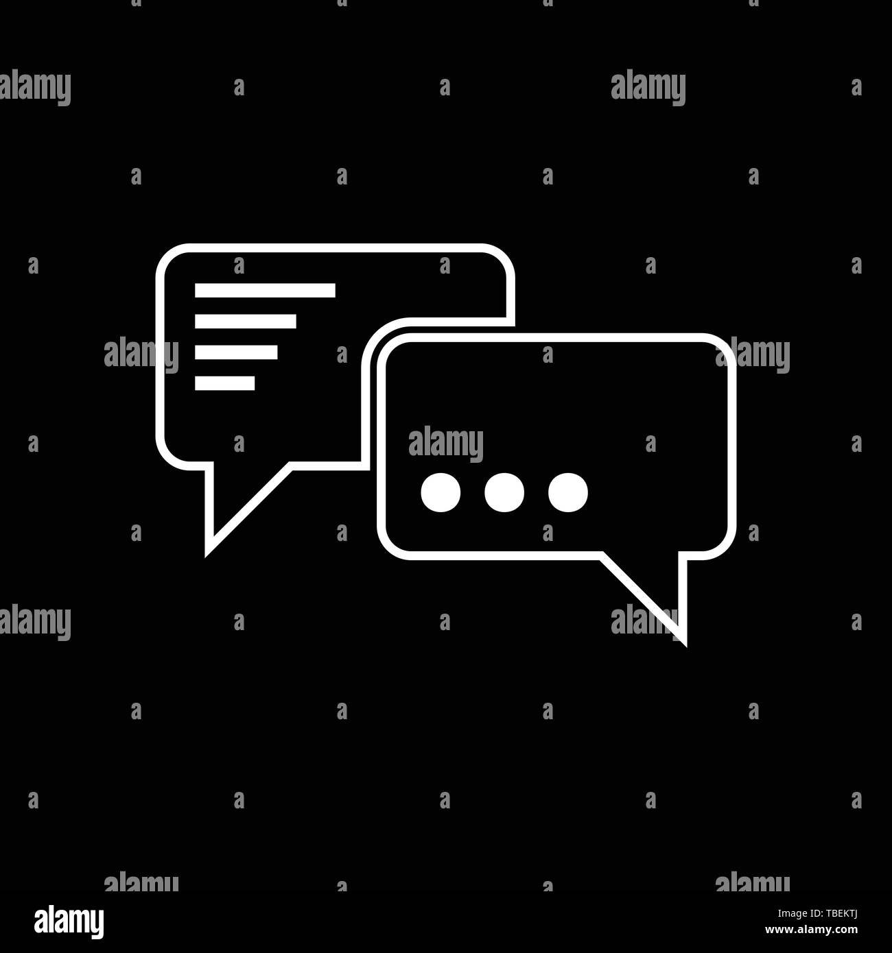 Speech bubble icon - Line art vector white Stock Vector Image & Art - Alamy