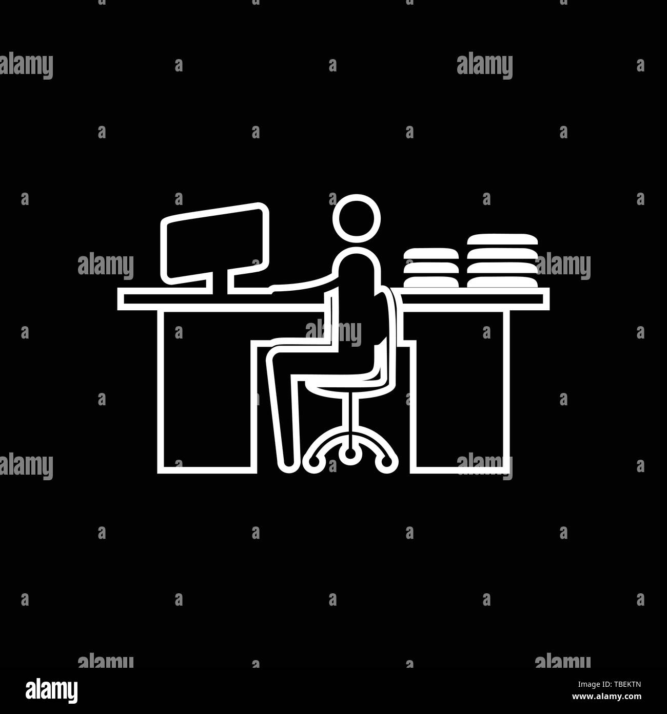Man working laptop desk icon Black and White Stock Photos & Images - Alamy