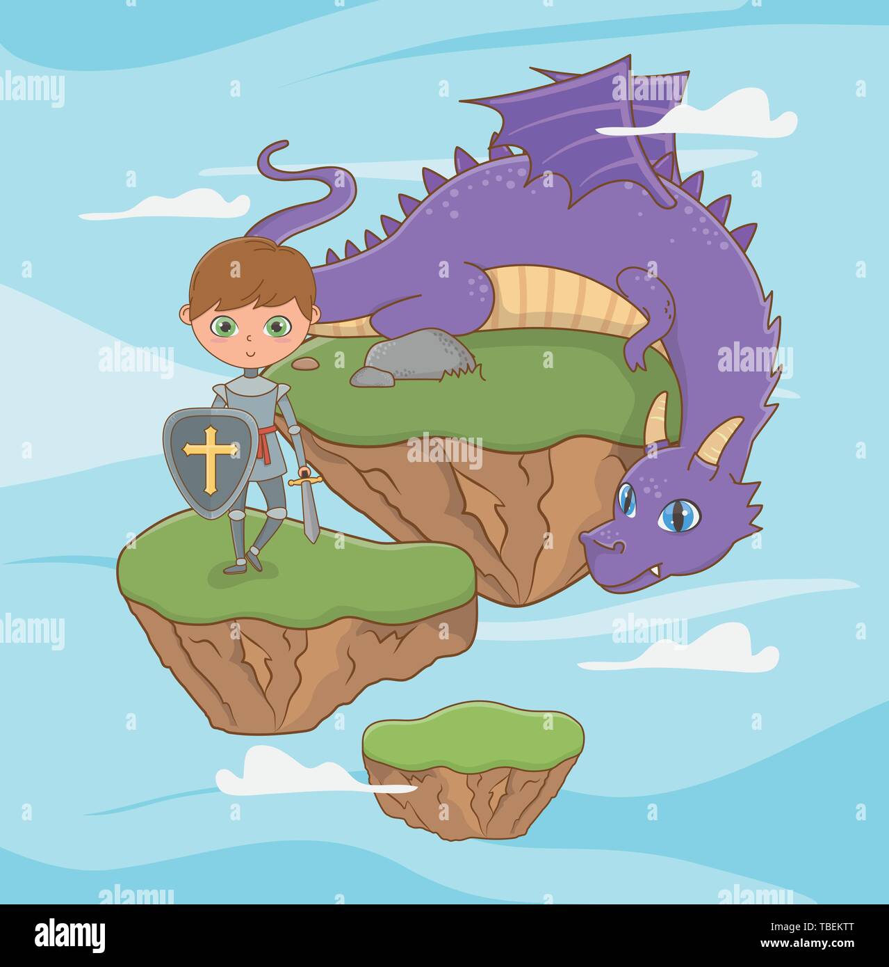 Knight and dragon design, Fairytale history medieval fantasy kingdom ...