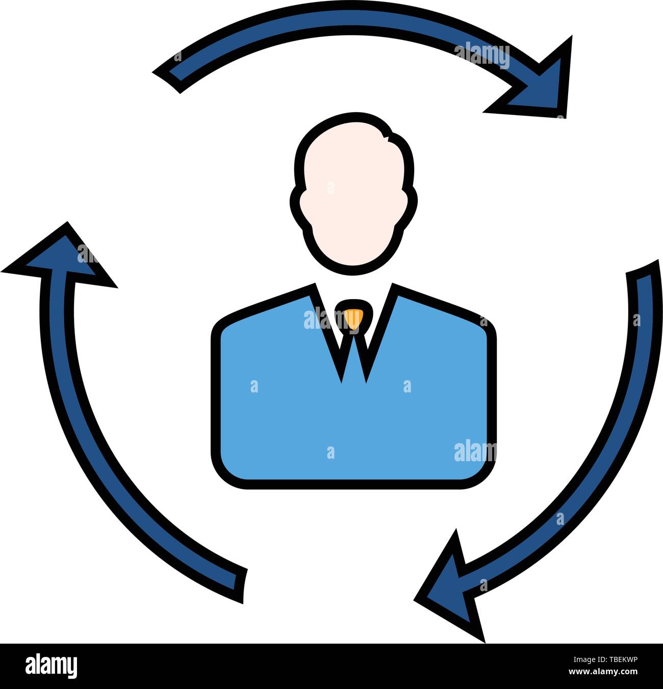 Businessman with a circle icon - Linear fill vector Stock Vector Image ...