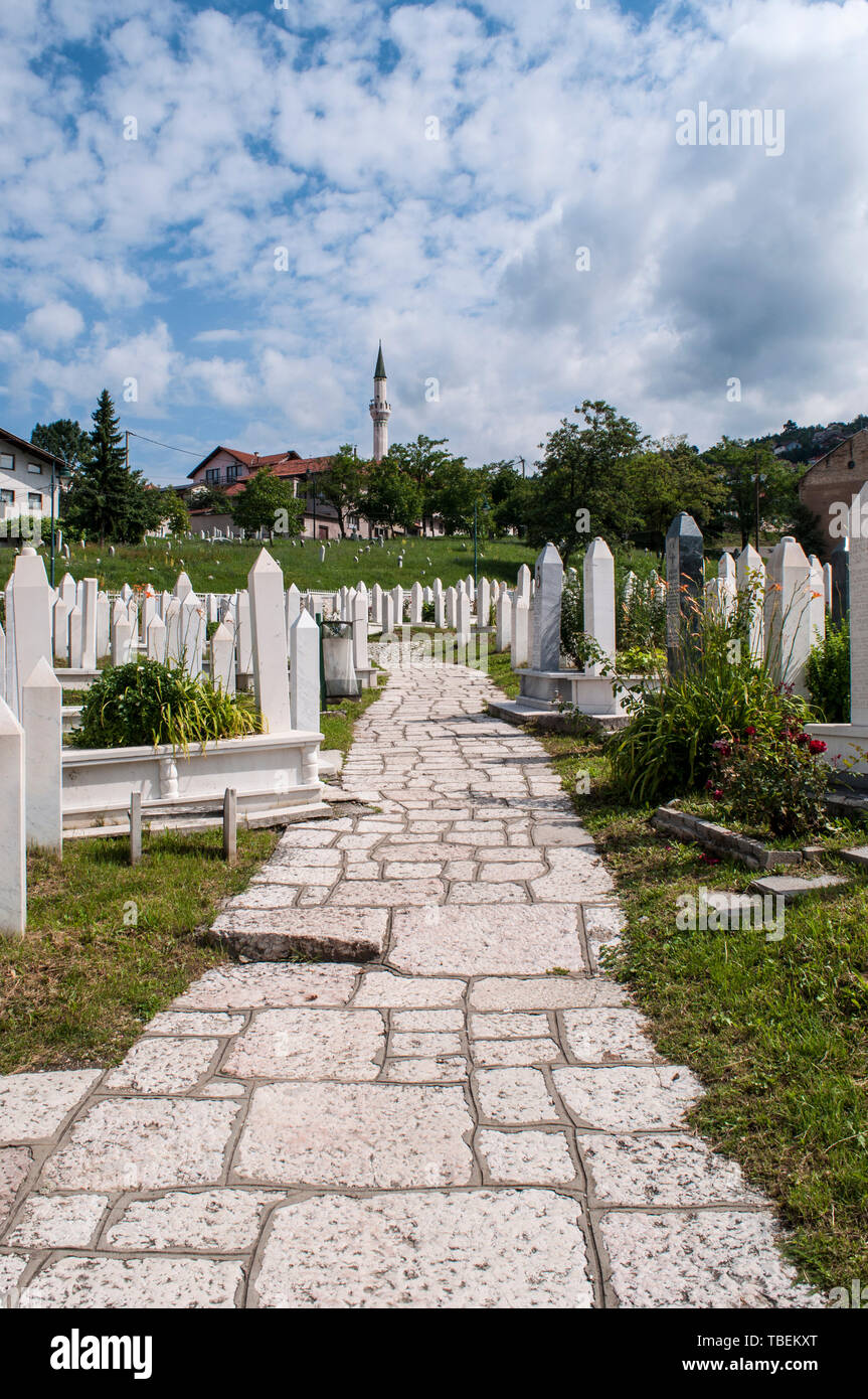 Sarajevo, Bosnia: the Kovaci Cemetery where the soldiers of the Army of Bosnia and Herzegovina, killed during the Bosnian War (1992-1995), are buried Stock Photo