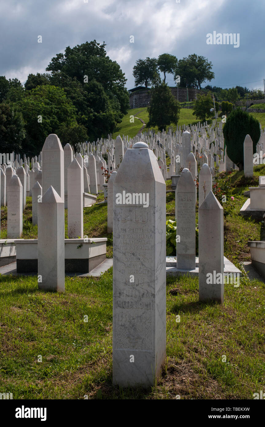 Sarajevo, Bosnia: the Kovaci Cemetery where the soldiers of the Army of Bosnia and Herzegovina, killed during the Bosnian War (1992-1995), are buried Stock Photo