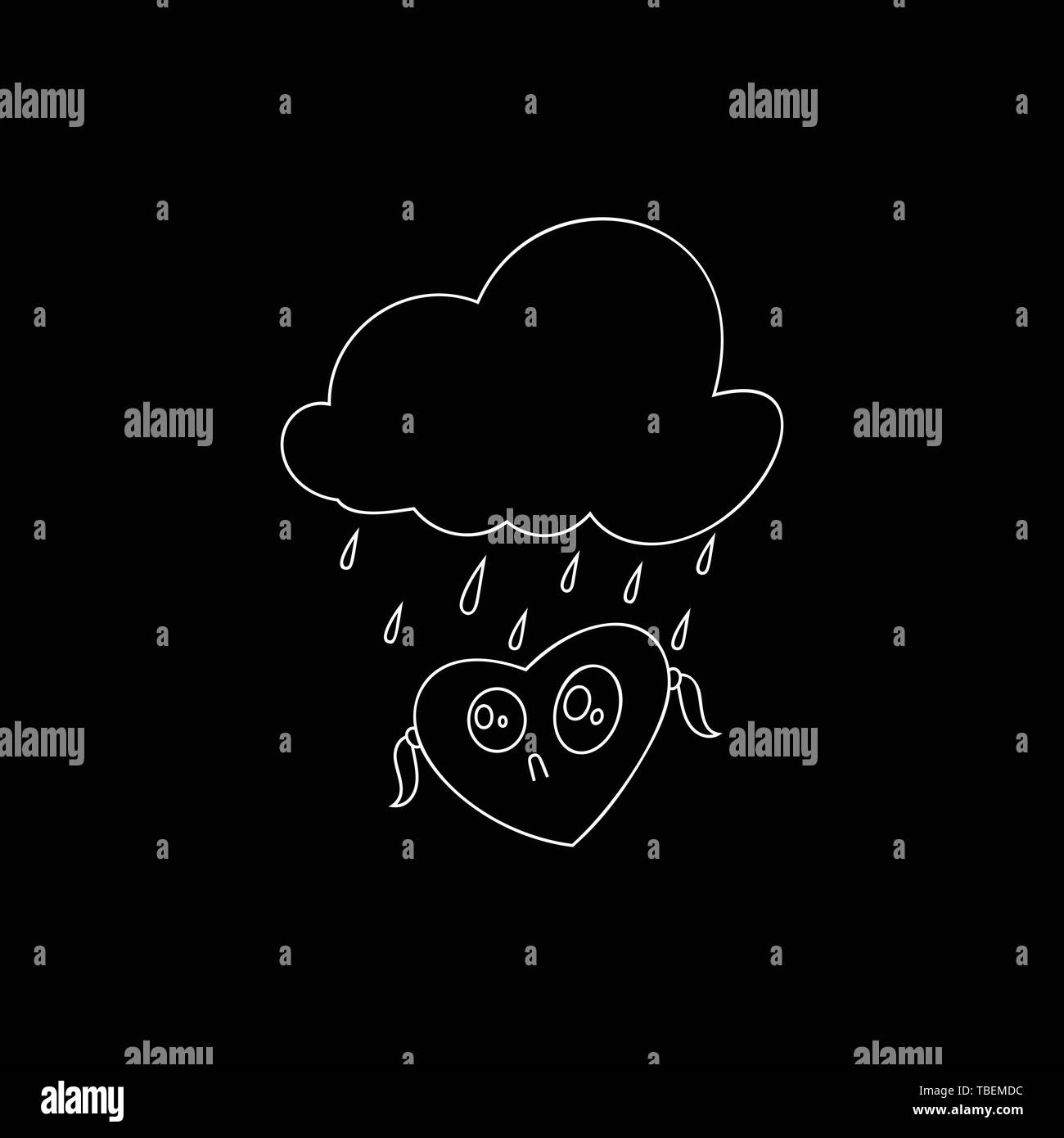 Love cloud illustration Cloud with love sticker sign Linear style