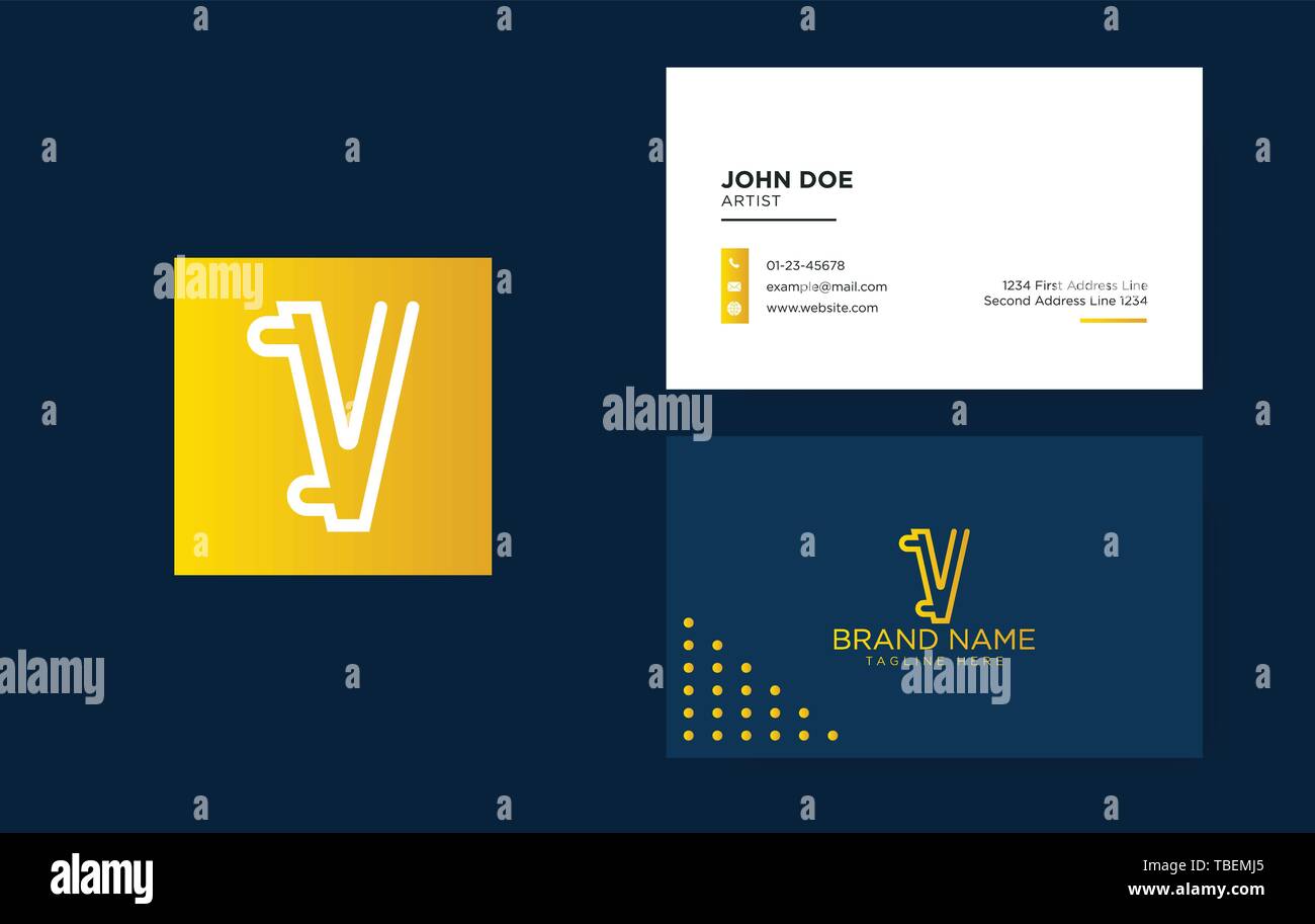 Luxury letter V logo with a clean business card. Elegant identity ...