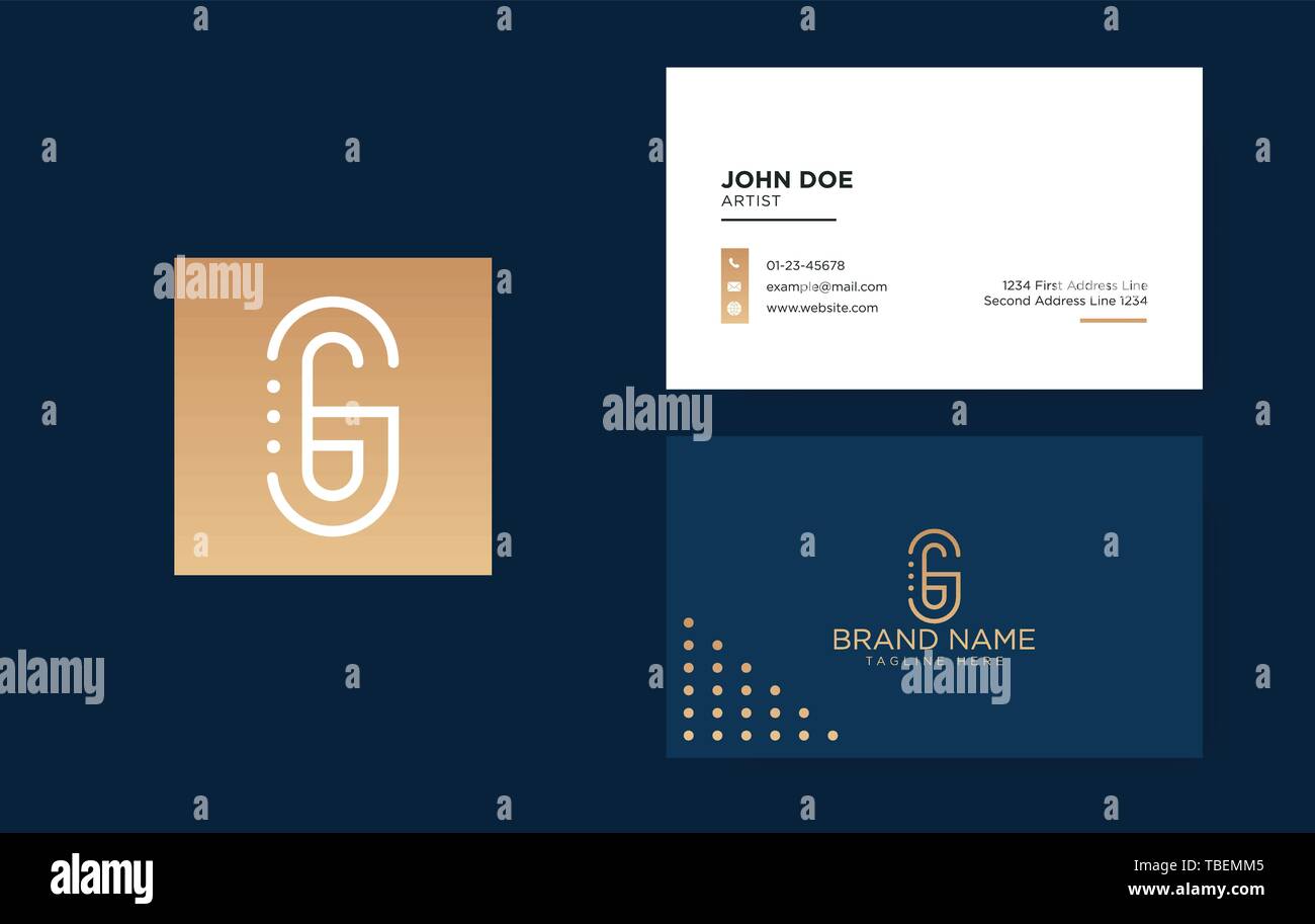 Luxury letter G logo with clean business card Stock Vector Image & Art ...