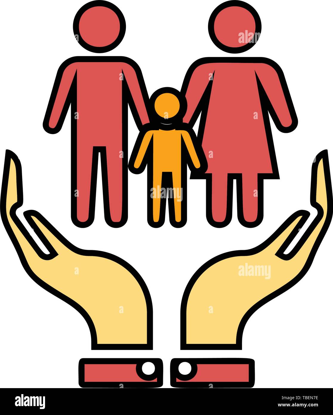 Family life safety sign icon Hands protect human Vector Stock