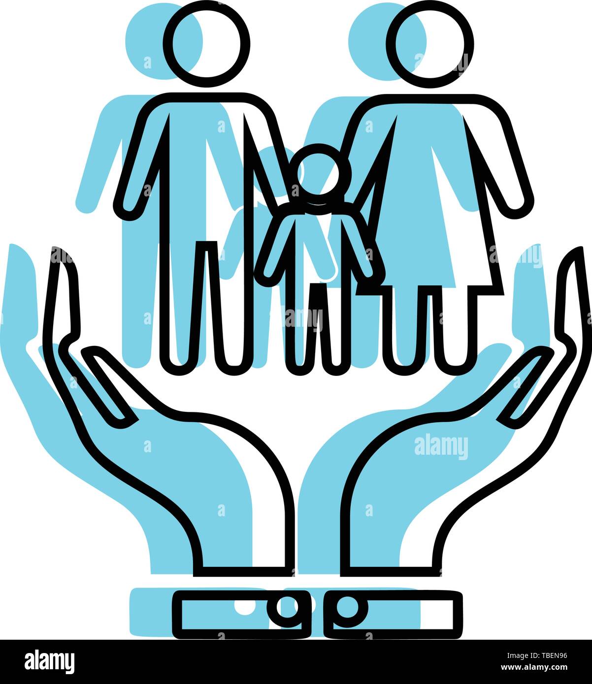 Family life safety sign icon Hands protect human Vector Stock