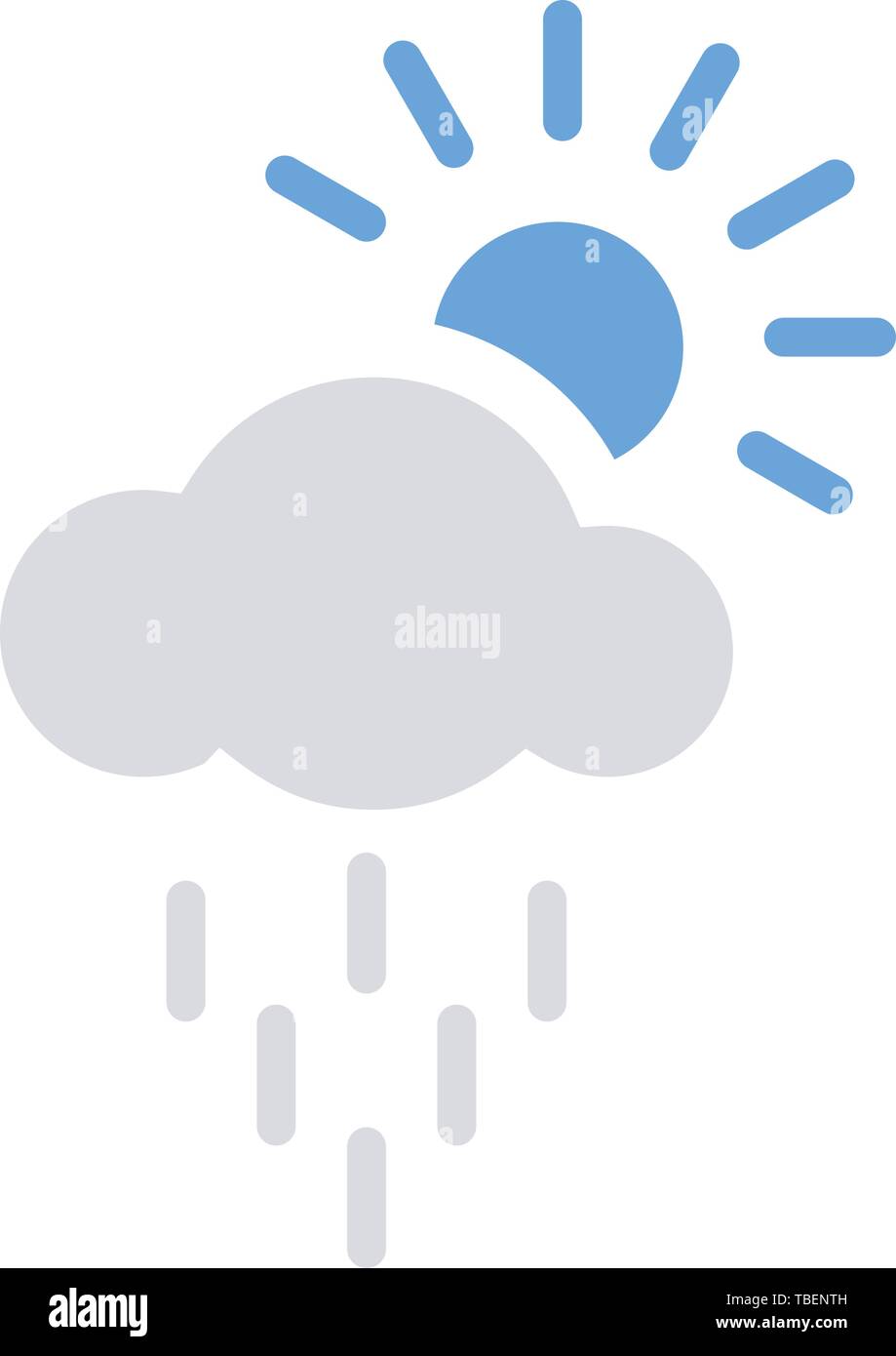 Sun rain cloud icon flat - Vector Stock Vector