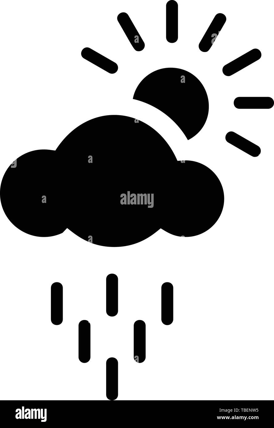 Sun-rain Cloud icon glyph - Vector black Stock Vector Image & Art - Alamy