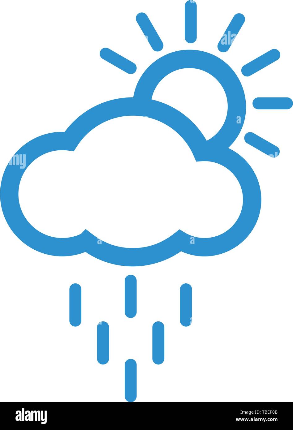 Sun - rain - cloud icon line - Vector blue Stock Vector Image & Art - Alamy