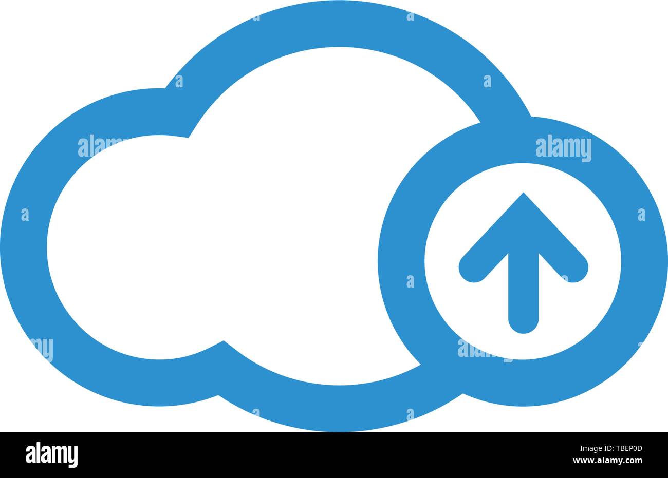 Upload cloud icon line - Vector blue Stock Vector