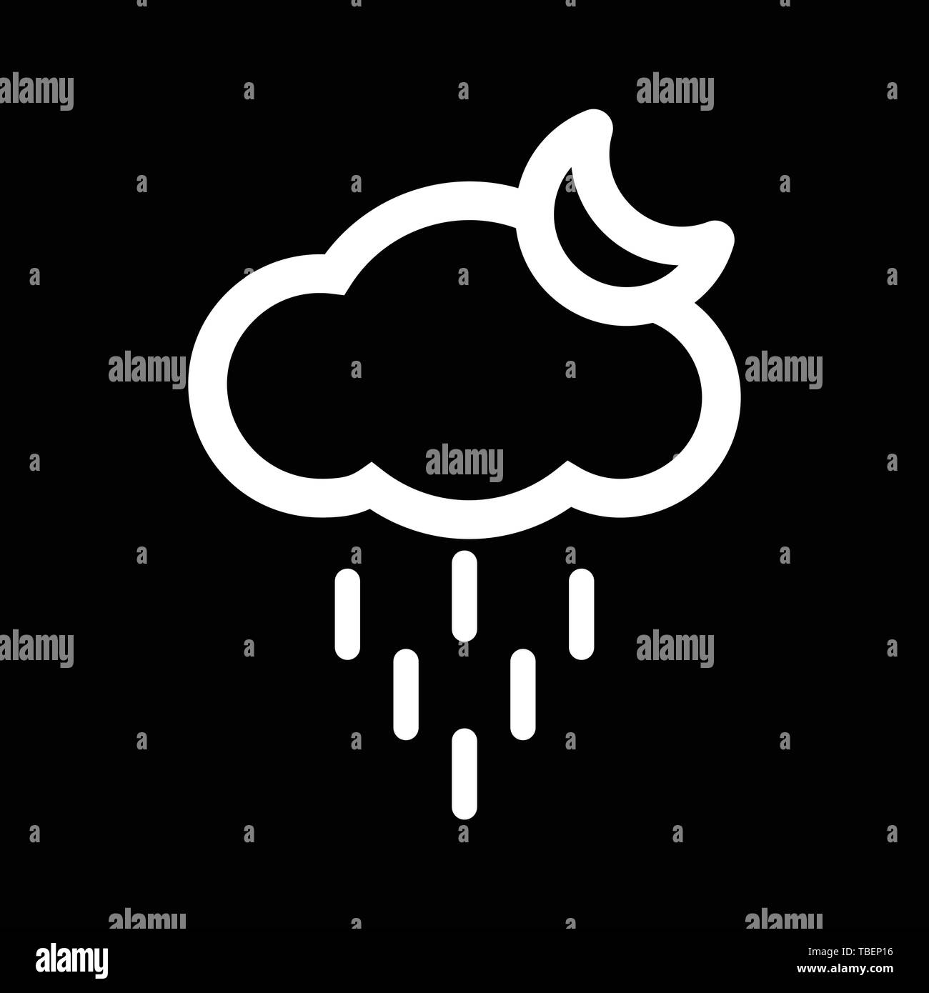 Moon - rain - cloud icon line - Vector white Stock Vector Image & Art ...