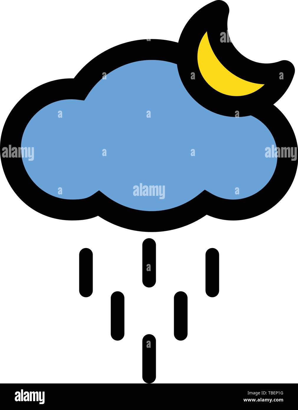 Moon-rain cloud icon linear fill - Vector Stock Vector Image & Art - Alamy