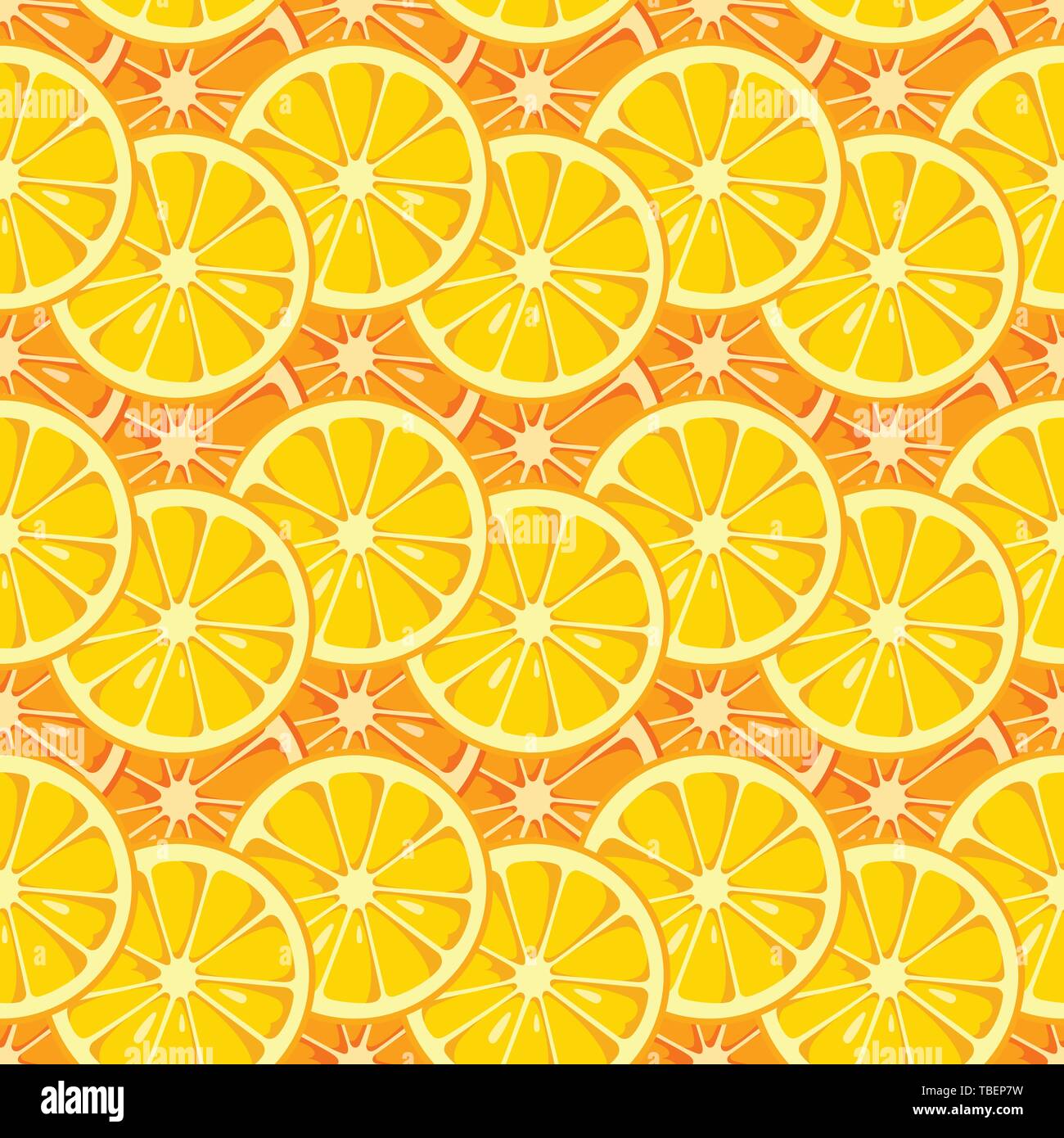 Lemon and orange slices seamless pattern. Yellow and orange colors. Citrus fruit background