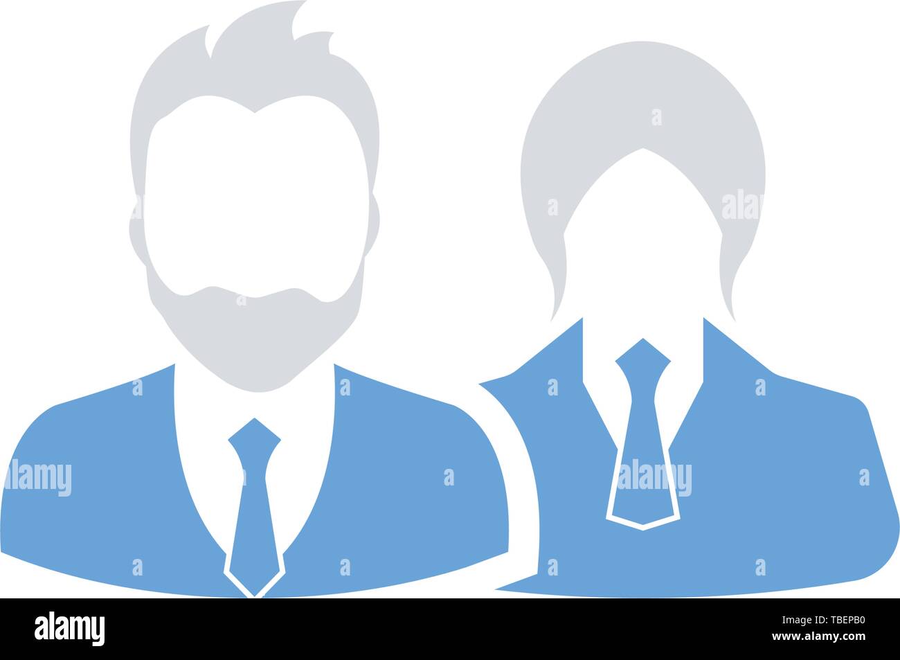 Male and female as business people icon. Flat men and women icon ...