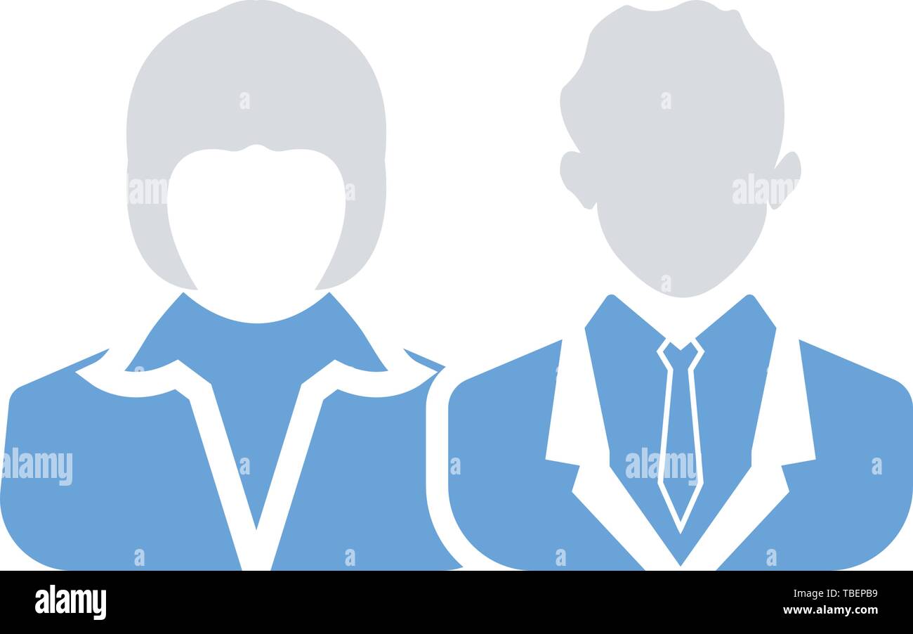 Male and female as business people icon. Flat men and women icon ...