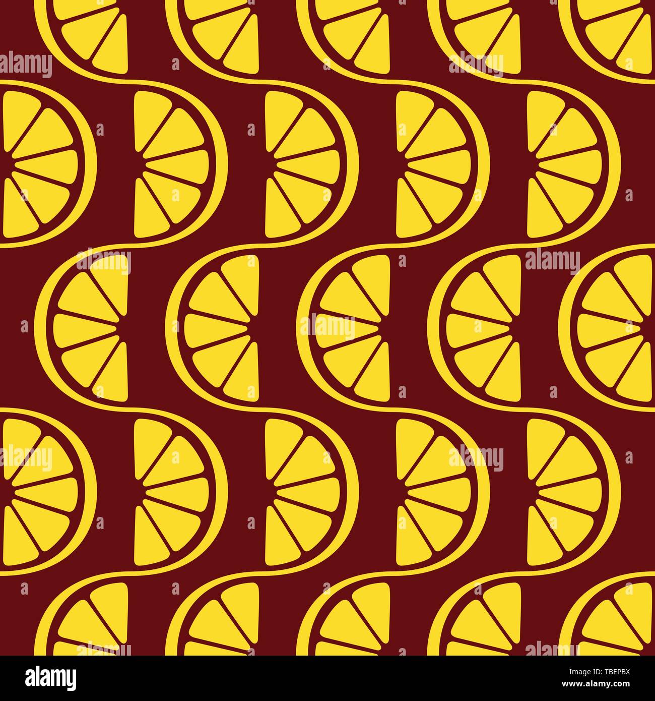 Vector seamless pattern. Yellow lemon slices connected to each other ...