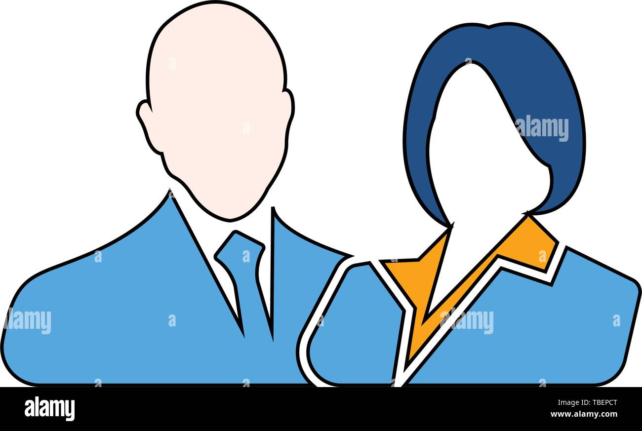 Male and female as business people icon. Linear fill men and women icon ...