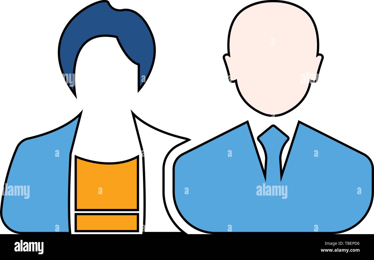 Male and female as business people icon. Linear fill men and women icon ...