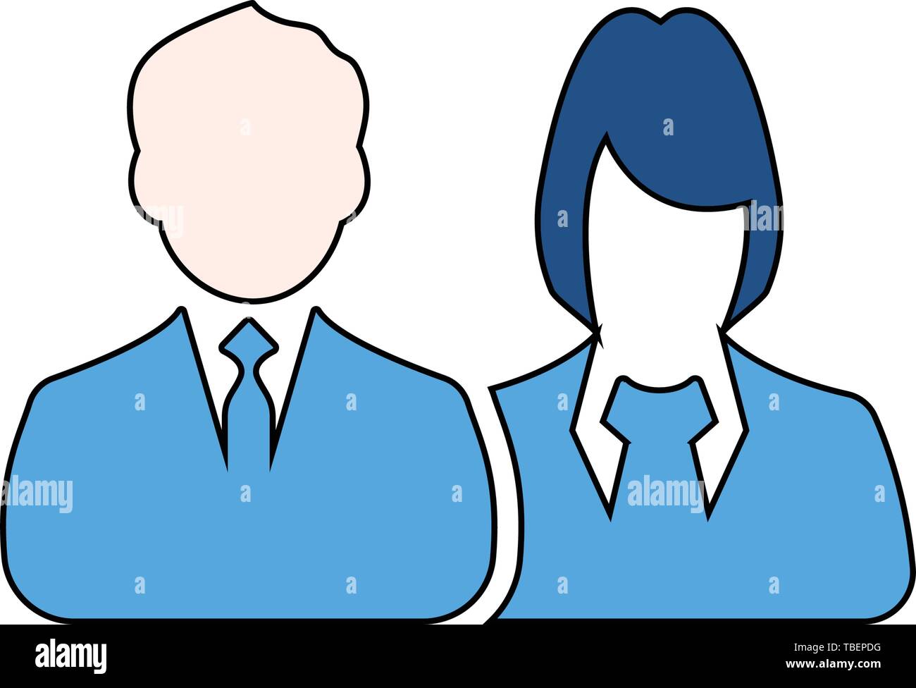 Male and female as business people icon. Linear fill men and women icon ...