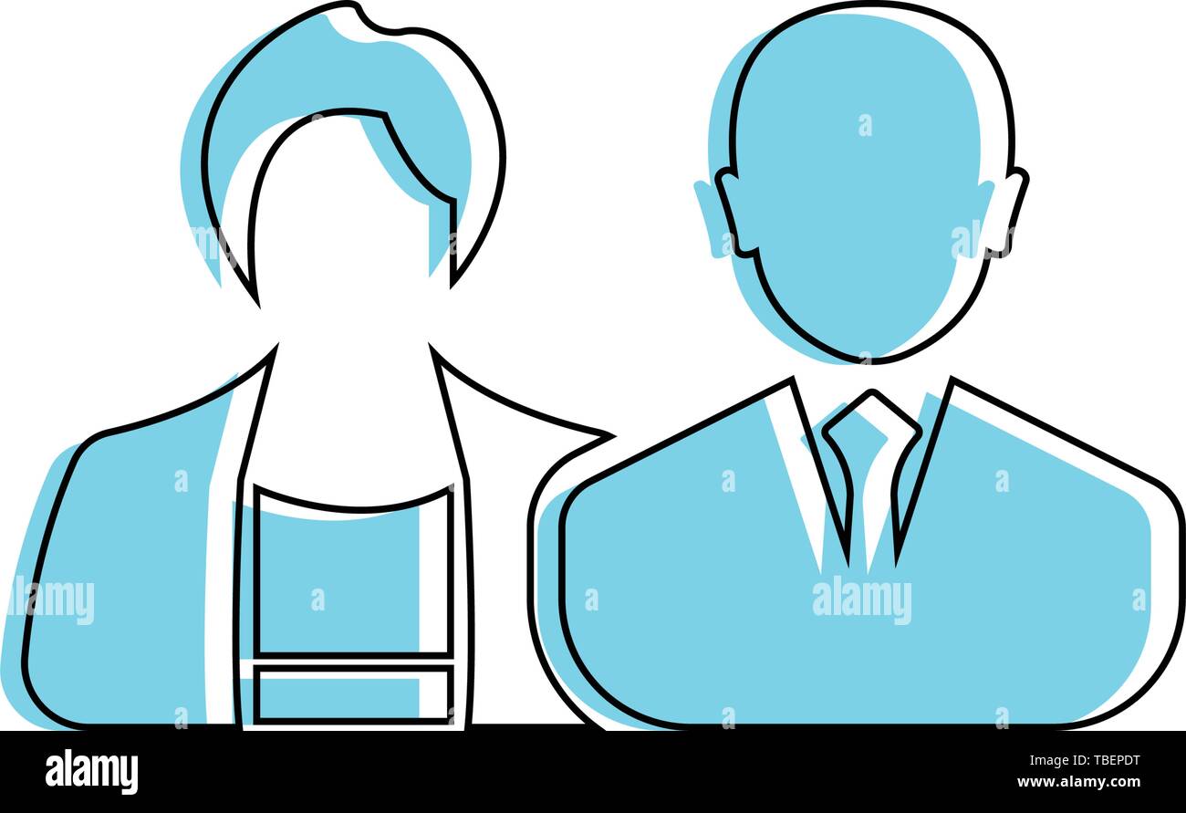 Male and female as business people icon. Linear fill men and women icon ...