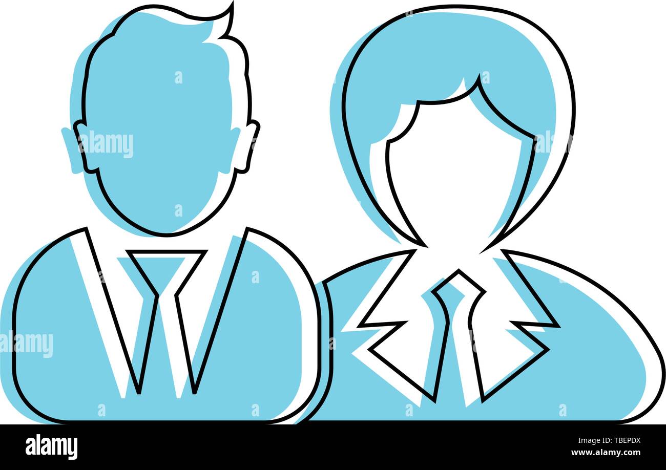 Male and female as business people icon. Linear fill men and women icon ...