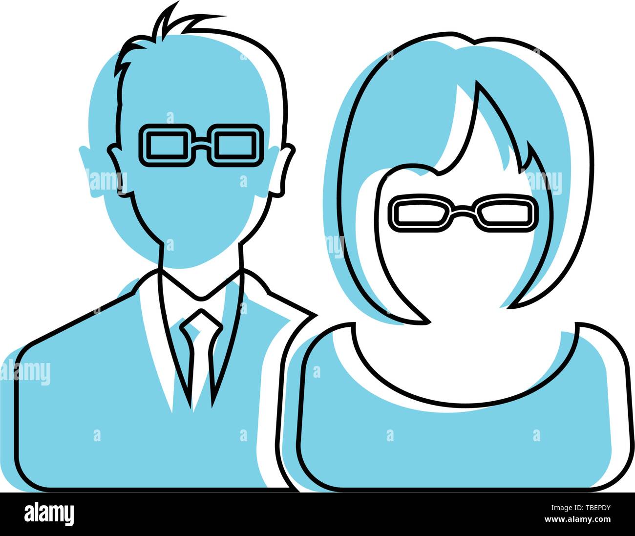 Male and female as business people icon. Linear fill men and women icon ...