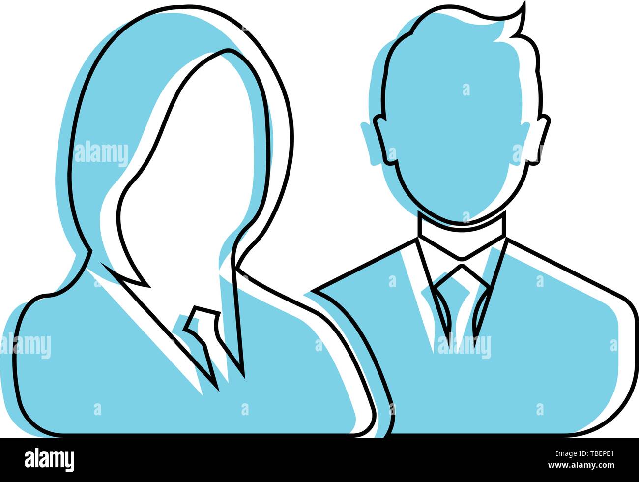 Male and female as business people icon. Linear fill men and women icon ...