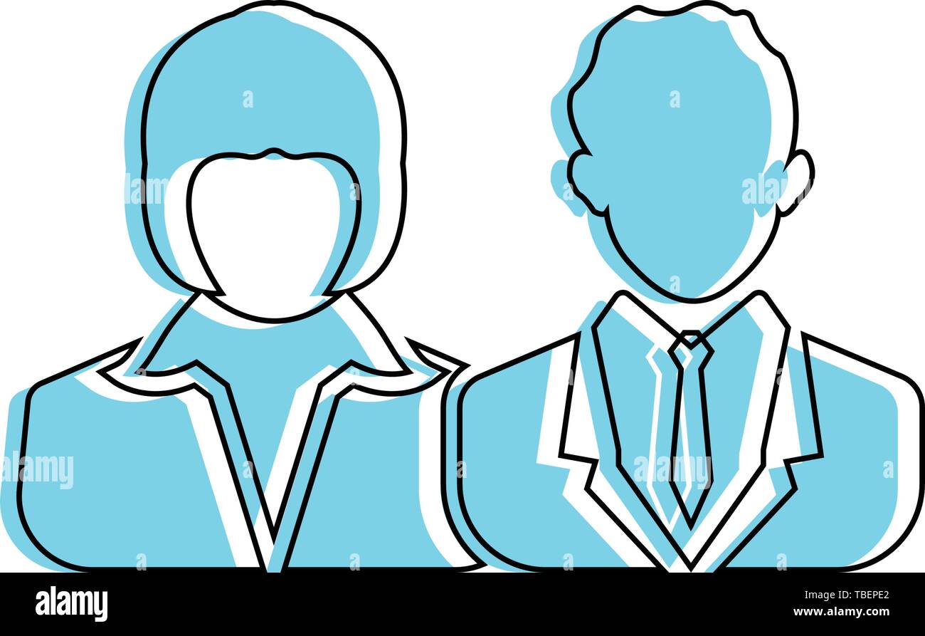 Male and female as business people icon. Linear fill men and women icon ...