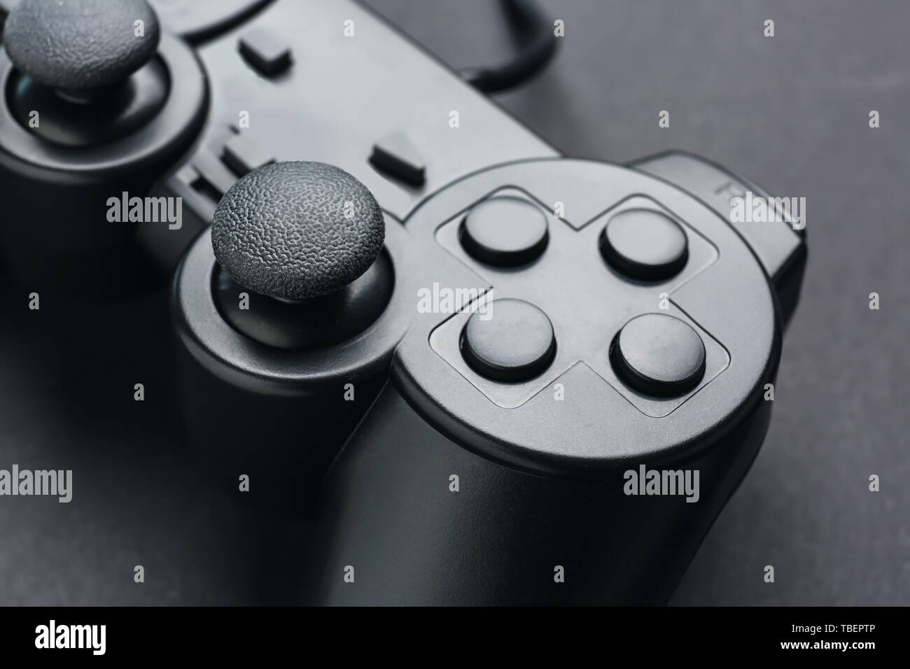 Modern game pad on dark background, closeup Stock Photo