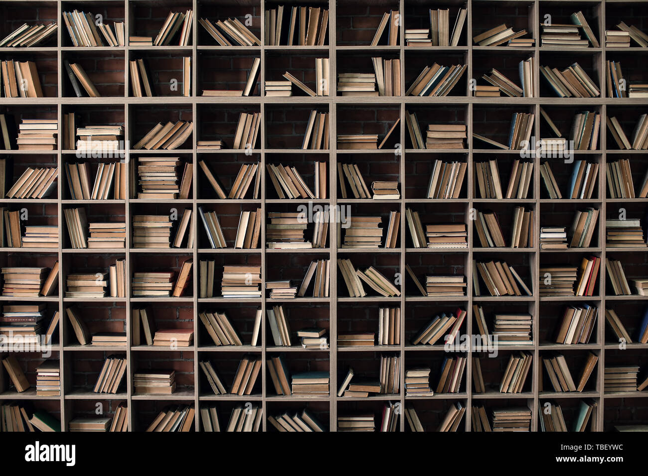 Books on shelves in library Stock Photo - Alamy