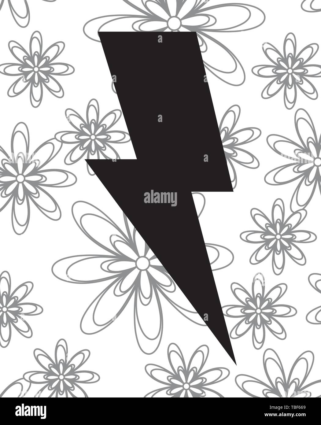 thunderbolt icon with pattern of flowers vector illustration design ...