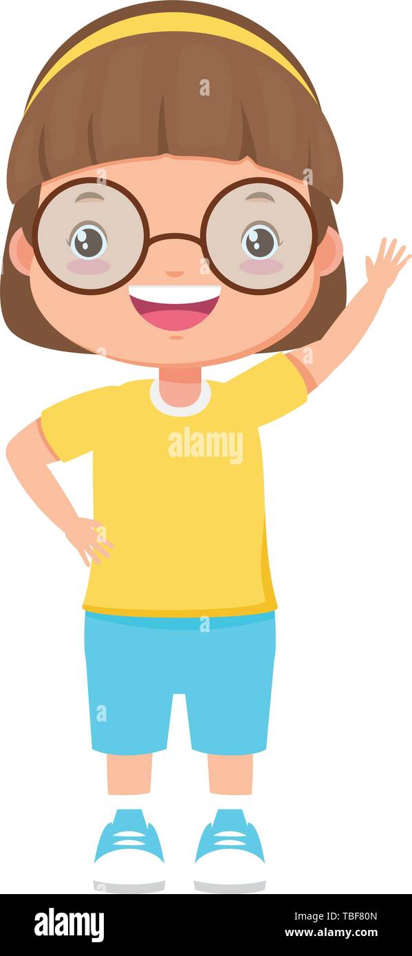smiling girl waving hand Stock Vector Image & Art - Alamy