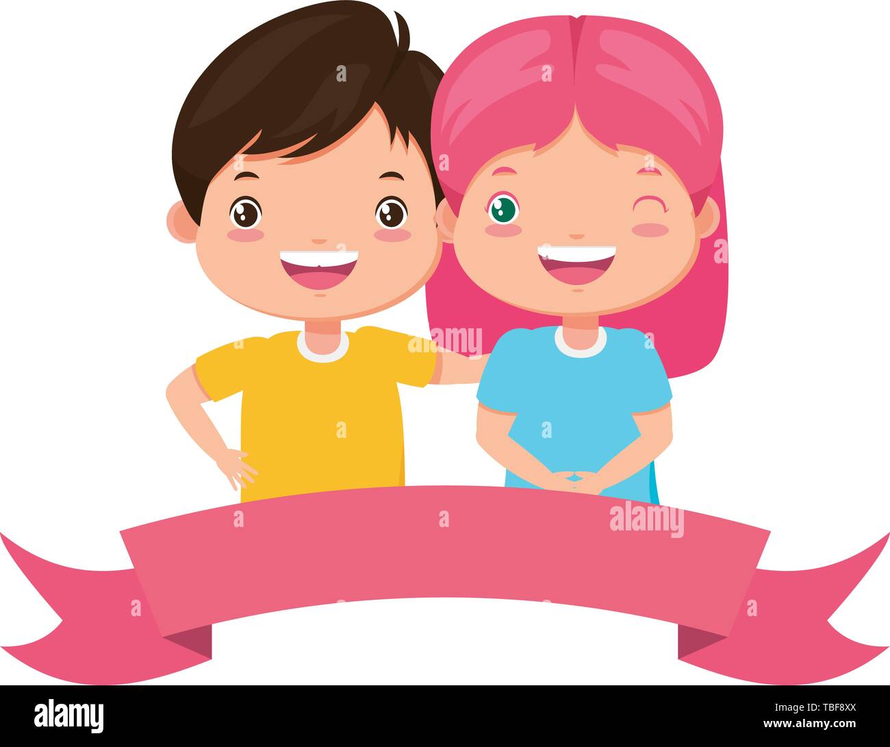 happy boy and girl Stock Vector Image & Art - Alamy