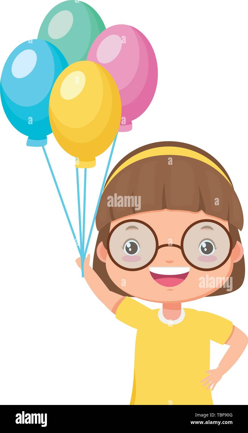 smiling girl with balloons Stock Vector Image & Art - Alamy