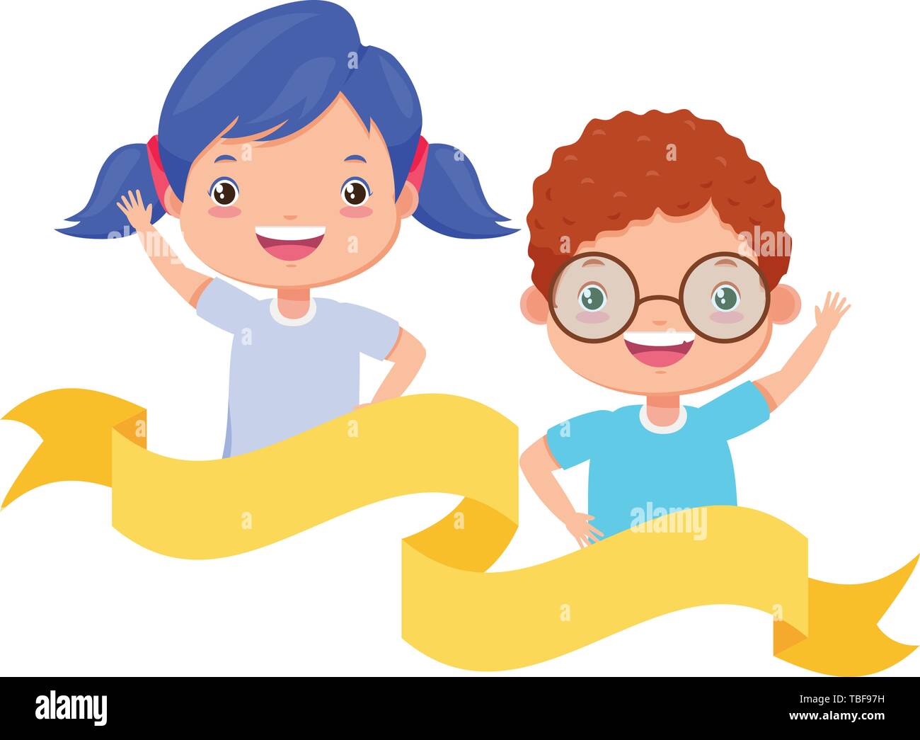 happy boy and girl Stock Vector Image & Art - Alamy