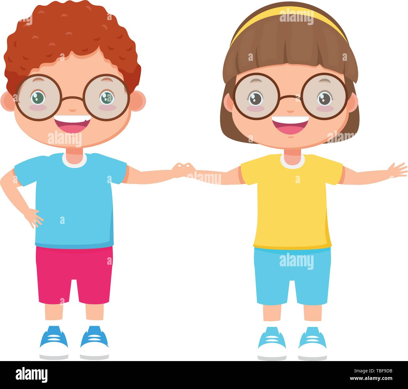 happy boy and girl Stock Vector Image & Art - Alamy